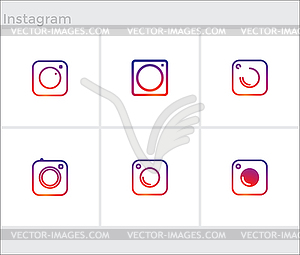 Social Media Icons set, photo camera instagram - royalty-free vector clipart