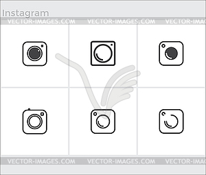 Социальные медиа иконы набор, фотоаппарат Instagram - стоковый клипарт