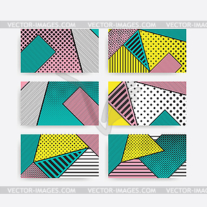 Colorful trend pop art geometric pattern set - vector clipart