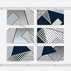 Black and white pop art geometric pattern set - vector clip art