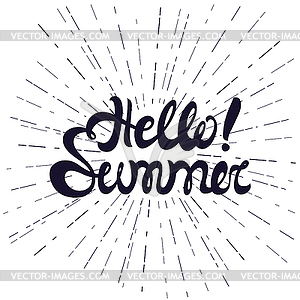 Hello summer poster, lettering with conceptual - vector clipart