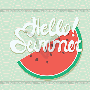 Hello summer poster, lettering with conceptual - vector clipart