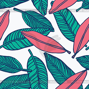 Seamless tropical jungle floral pattern background - vector clip art