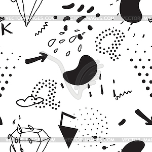 Simple seamless doodle pattern in kitsch, - vector EPS clipart