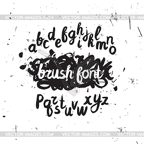 Handwritten brush alphabet on grunge background. - vector clip art