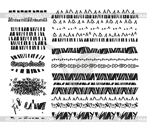 Set of grunge lines borders background doodles - vector image