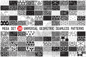 Hundred universal different geometric seamless - vector clipart