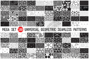 Hundred universal different geometric seamless - vector image