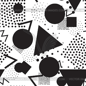 Seamless geometric pattern in retro, memphis 80s - vector clipart