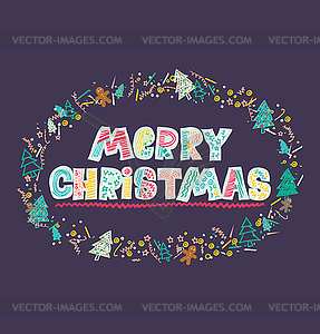 Merry Christmas. Cute holiday - vector image