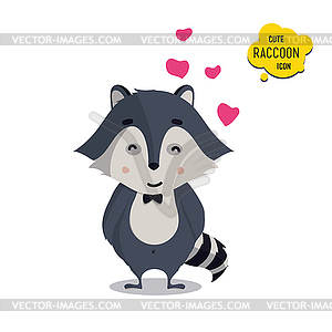 Universal cute raccoons set with family raccoon - vector image