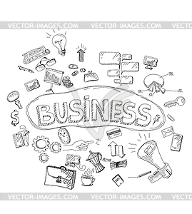Set doodle icons for business - vector image