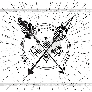 Родной американский плакат, битник, Aztek стиль Perfec - векторный клипарт Royalty-Free