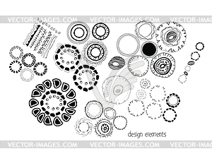 Set of ethnographic design elements doodle - vector clip art