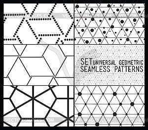 Set of universal geometric seamless pattern - white & black vector clipart