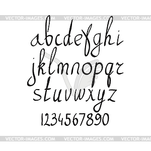 Handwritten brush alphabet. Hand draw - vector clip art