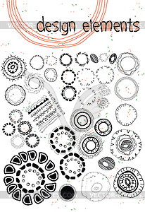 Set of ethnographic design elements doodle - vector image