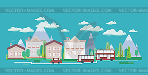 Flat design nature landscape - vector clipart