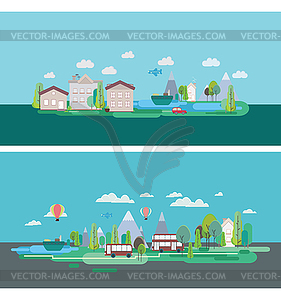 Flat design nature landscape - vector image