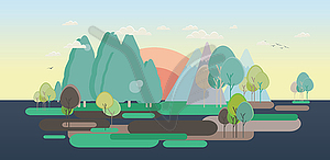 Flat design nature landscape - royalty-free vector clipart