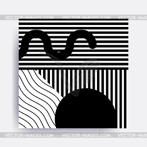 Black and white Neo Memphis geometric pattern - vector image