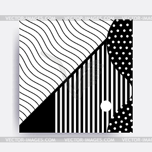 Black and white Neo Memphis geometric pattern - vector clip art