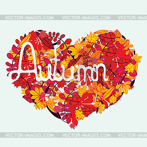 Autumn love with lettering - vector clip art