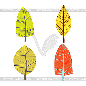 Set of four abstract trees - royalty-free vector clipart