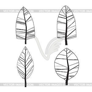 Simple set of ornamental trees - vector clipart