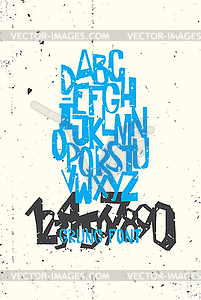 Hand drawing grunge alphabet and numbers - vector clip art