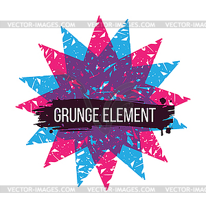 Color star grunge design element - vector clipart