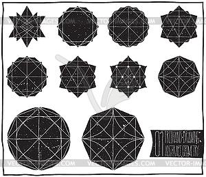 Набор заполненных черными геометрическими фигурами и - векторная графика