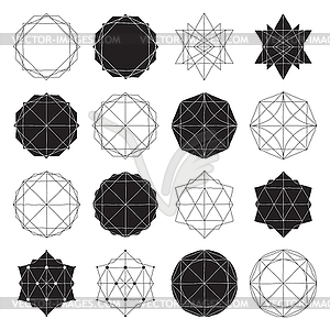 Simple set with black filled and hollow geometric - vector image