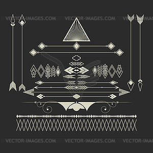 Set of geometric abstract figures with triangles, - vector image