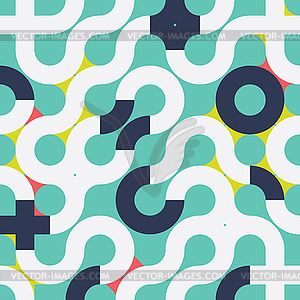 Seamless pattern with circle wavy ornament - vector image