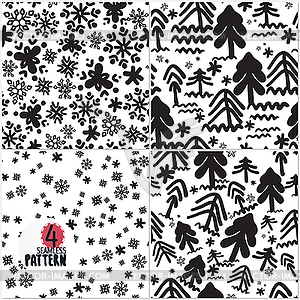 Seamless pattern, handmade black and wiht - vector clip art