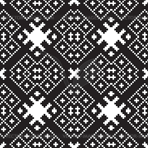 Embroidery ethnic geometric seamless patterns - vector clipart
