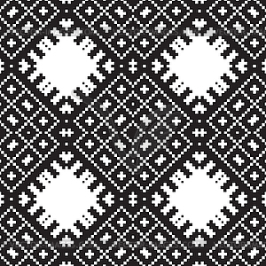 Embroidery ethnic geometric seamless patterns - vector image