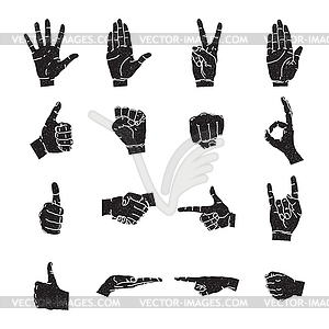 Hand icon collection, silhouette - vector clipart