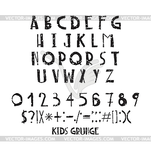 Funny children simple negligent letters, grunge kid - vector clip art