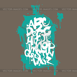 Font graffiti vandal and cans - vector clip art