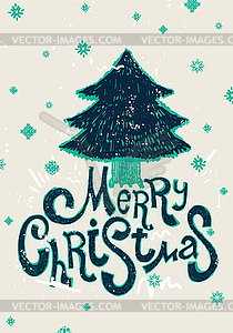 Greeting Card Merry Christmas lettering - vector image