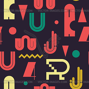 Geometric lettering seamless colored pattern - vector clip art