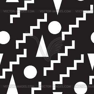 Set seamless black and white pattern - vector clip art