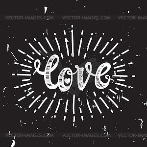 Love and starburst black - vector image