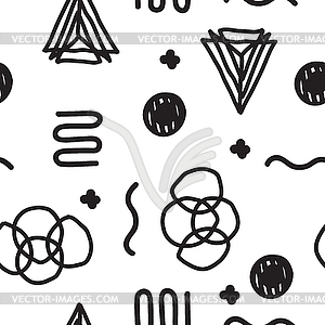 Seamless geometric doodle pattern - vector clip art