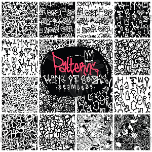 Big set of seamless patterns graffiti style - vector clip art