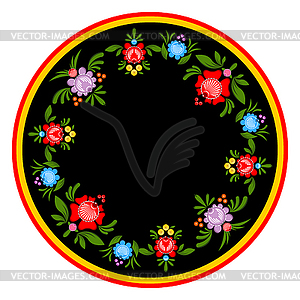 Gorodets painting plate. Russian national folk - vector clipart