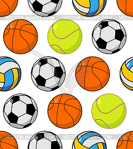 Sports ball seamless pattern. Balls ornament. - vector image