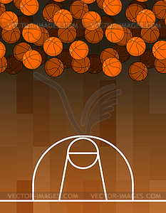 Ball and basketball court. Lot of balls. - vector clipart